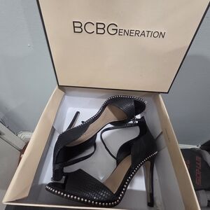 BCBGeneration Black Studded High Heel Sandals